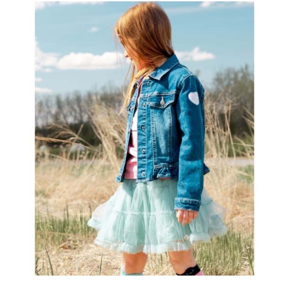 NWT Mesh Tired Frilled Mini Skirt, Turquoise girls size 10T